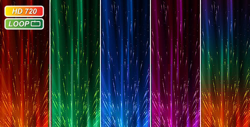 Colorful Abstract Light Rays and Bursting Particles Background