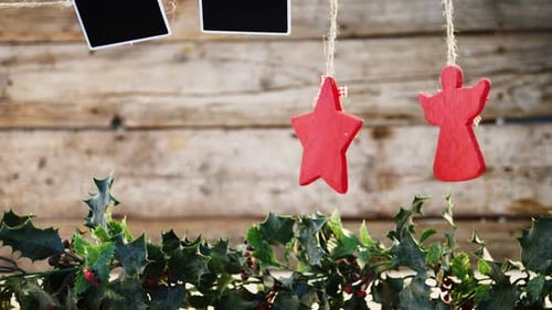 Festive Christmas Decorations with Red Ornaments