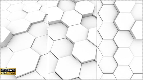 White Geometric Hexagons Pulsating Background Animation
