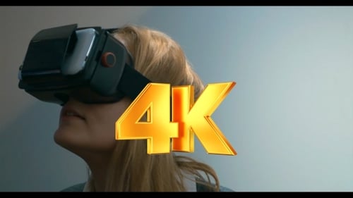 Woman Experiences Virtual Reality Headset Technology Close Up