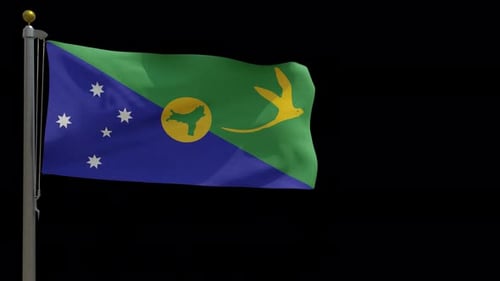 Christmas Island Flag Waving on Black Background