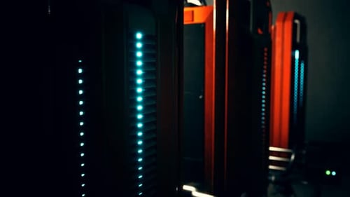 Futuristic Data Server Racks Digital Network Animation