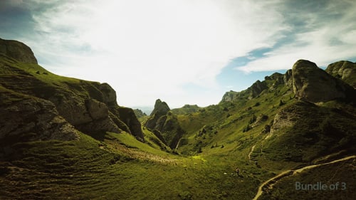 Scenic Drone Shot of Green Mountain Range