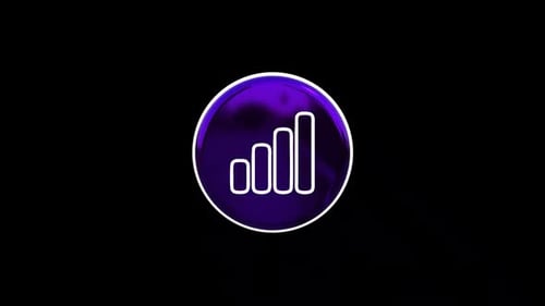 Rotating 3D Purple Signal Bar Data Icon Loop