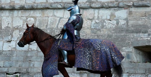 Medieval Knight on Horseback in Armour