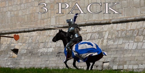 Knight in Shining Armor Jousting on Horseback