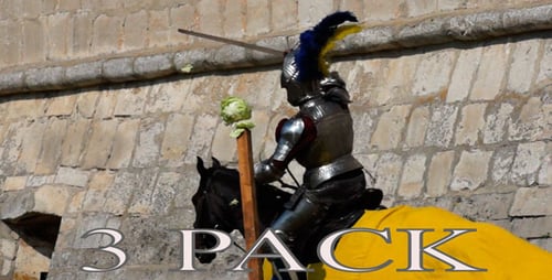 Knights Ride Horses in Jousting Formation