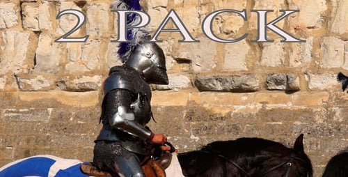 Medieval Knights on Horseback Near Stone Wall