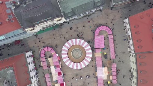 Bird's Eye View of a Festive Christmas Market in a City