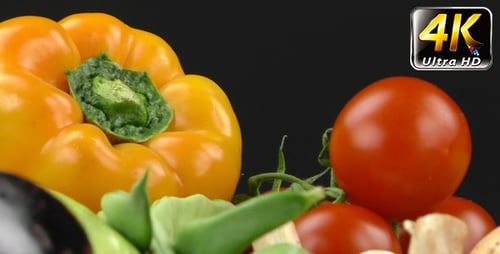 Colorful Still Life of Fresh Vegetables Zooming In