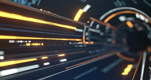 Futuristic Digital Tunnel Data Stream with Fast Motion