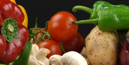 Fresh Colorful Vegetables Close Up Panning Shot