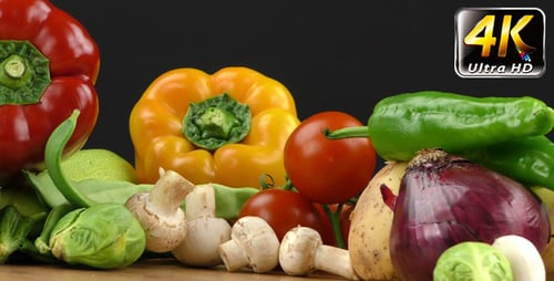 Fresh Vegetables on Wooden Surface Close Up