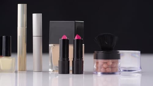 Set of Decorative Cosmetics on Desk