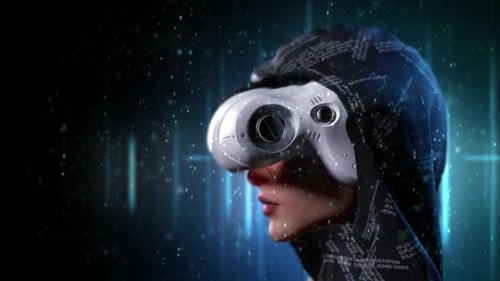 portrait of girl in vr helmet