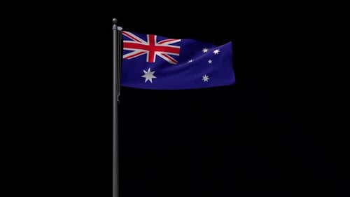 Realistic 3D Animation of Australia National Flag Waving