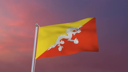 Realistic Waving Flag of Bhutan Loop Animation