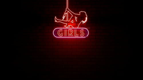 Sinal de luz de néon para meninas