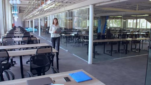 Professionals Meeting in Modern Open Office Space