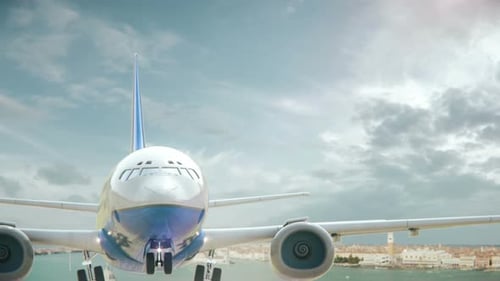 Airplane Take Off Venice Italy Fourth Version