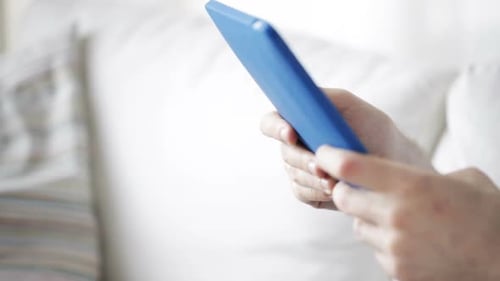 Close Up Of Man With Tablet Pc Computer At Home 4
