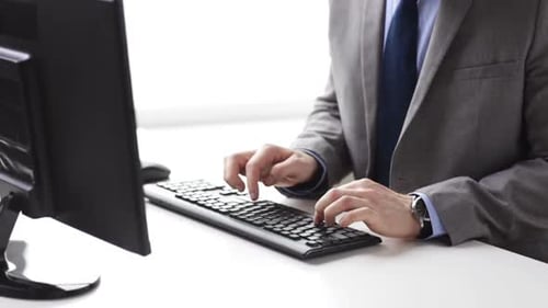 Close Up Of Businessman Hands Typing On Keyboard 2