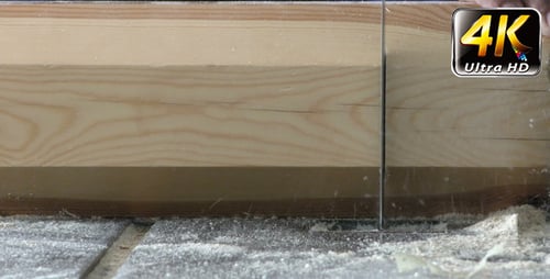 Wood Block Cut with a Saw