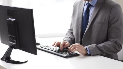 Close Up Of Businessman Hands Typing On Keyboard 3