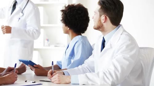 Group Of Doctors On Seminar Or Lecture At Hospital 2