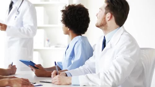 Group Of Doctors On Seminar Or Lecture At Hospital 3