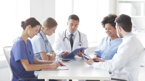 Group Of Happy Doctors Meeting At Hospital Office 1