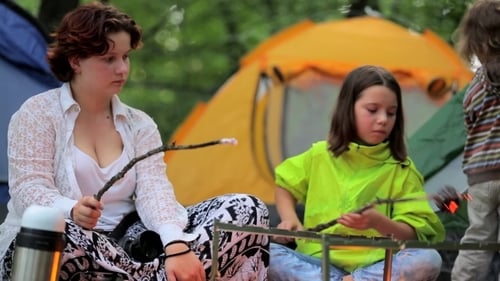 People Camping and Roasting Marshmallows in Forest