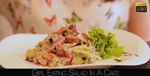 Girl Eating Salad In A Cafe 8
