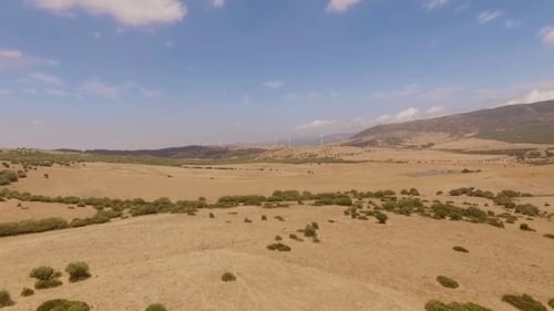 Aerial View From Flying Drone Over Dry Field