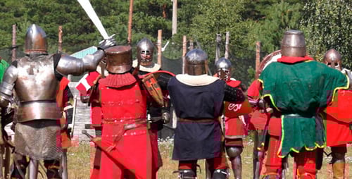Medieval Knights Gather in a Field of Green