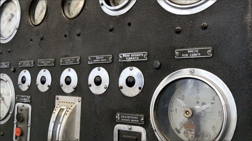 Old Industrial Machine Panel with Gauges and Switches