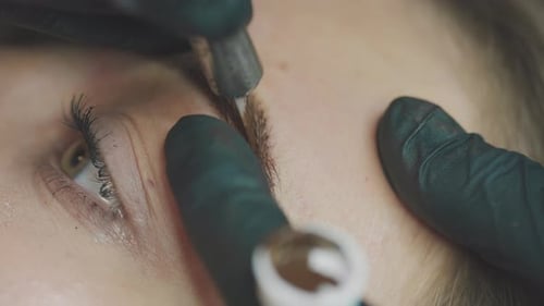 Microblading Eyebrow Treatment in a Beauty Salon