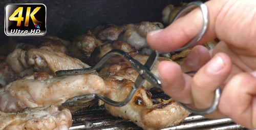 Chicken Wings Grilling on Outdoor Barbecue