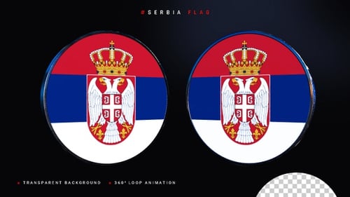 3D Rotating Serbia Flag Emblem Animation