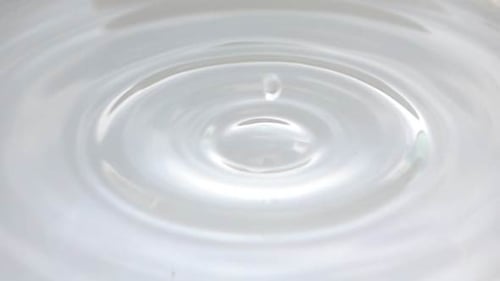 Liquid Drop Creates Expanding Ripples on Water Surface