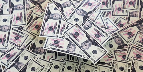 Pile of Fifty Dollar Bills Still Shot