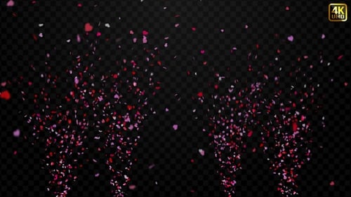 Romantic Red Pink Heart Confetti Animations with Alpha Channel