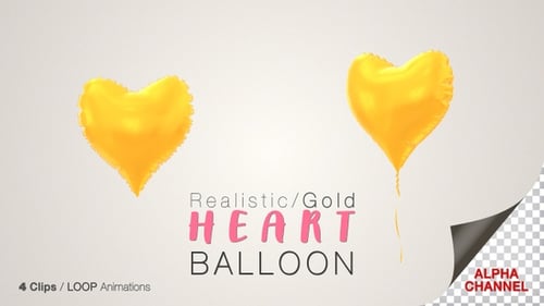 Animated Gold Heart Balloons Loop for Celebrations