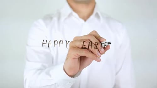 Happy Easter Message Written on Clear Surface