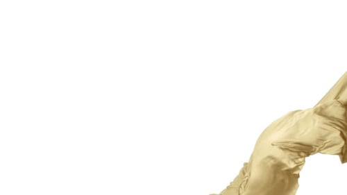 Gold Fabric Flowing Gracefully on White Background