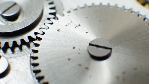 Old Clock Watch Mechanism With Gears Works