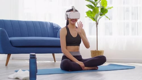 Woman Meditating with VR Headset