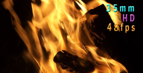 Flames In A Fire Pit At Night 03