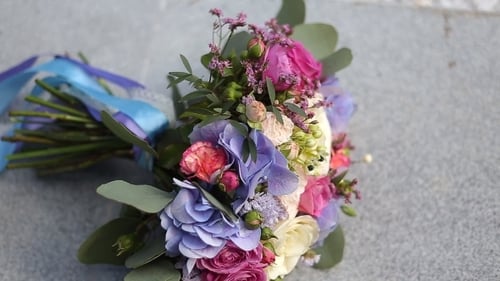 Beautiful Wedding Bouquet with Roses and Hydrangeas