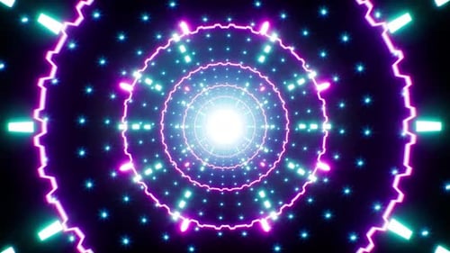 Vj Blue Glitter Neon Tunnel 4K Loop 03